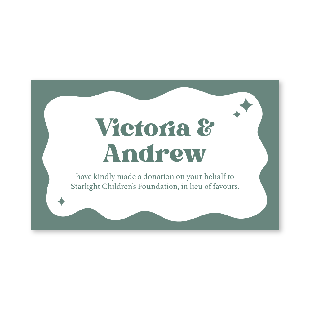 Wedding Favour Donation Card - The Modern Flow Collection