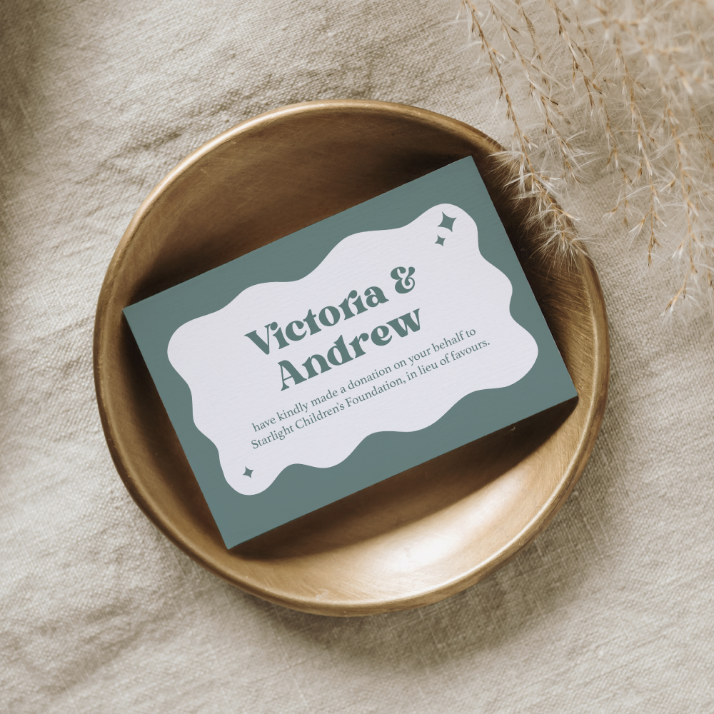 Wedding Favour Donation Card - The Modern Flow Collection