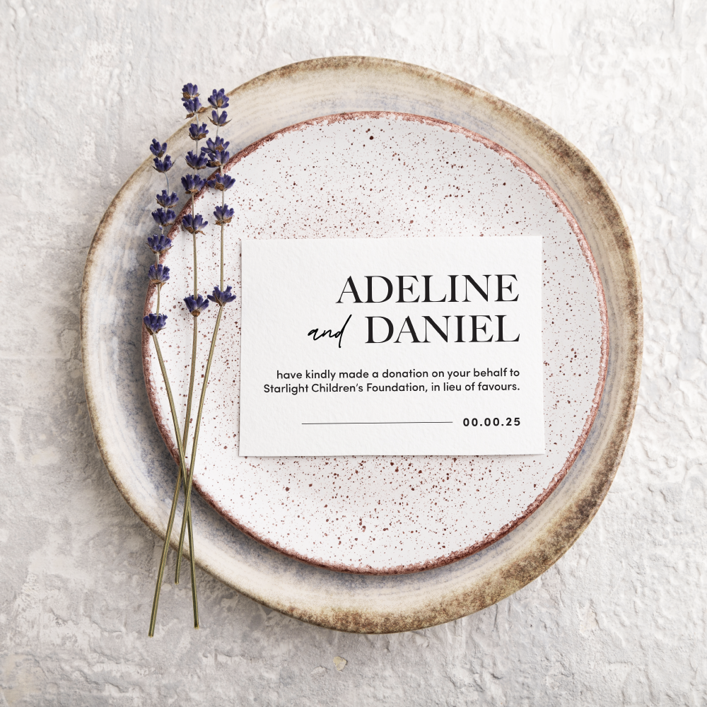 Wedding Favour Donation Card - The Classic Collection