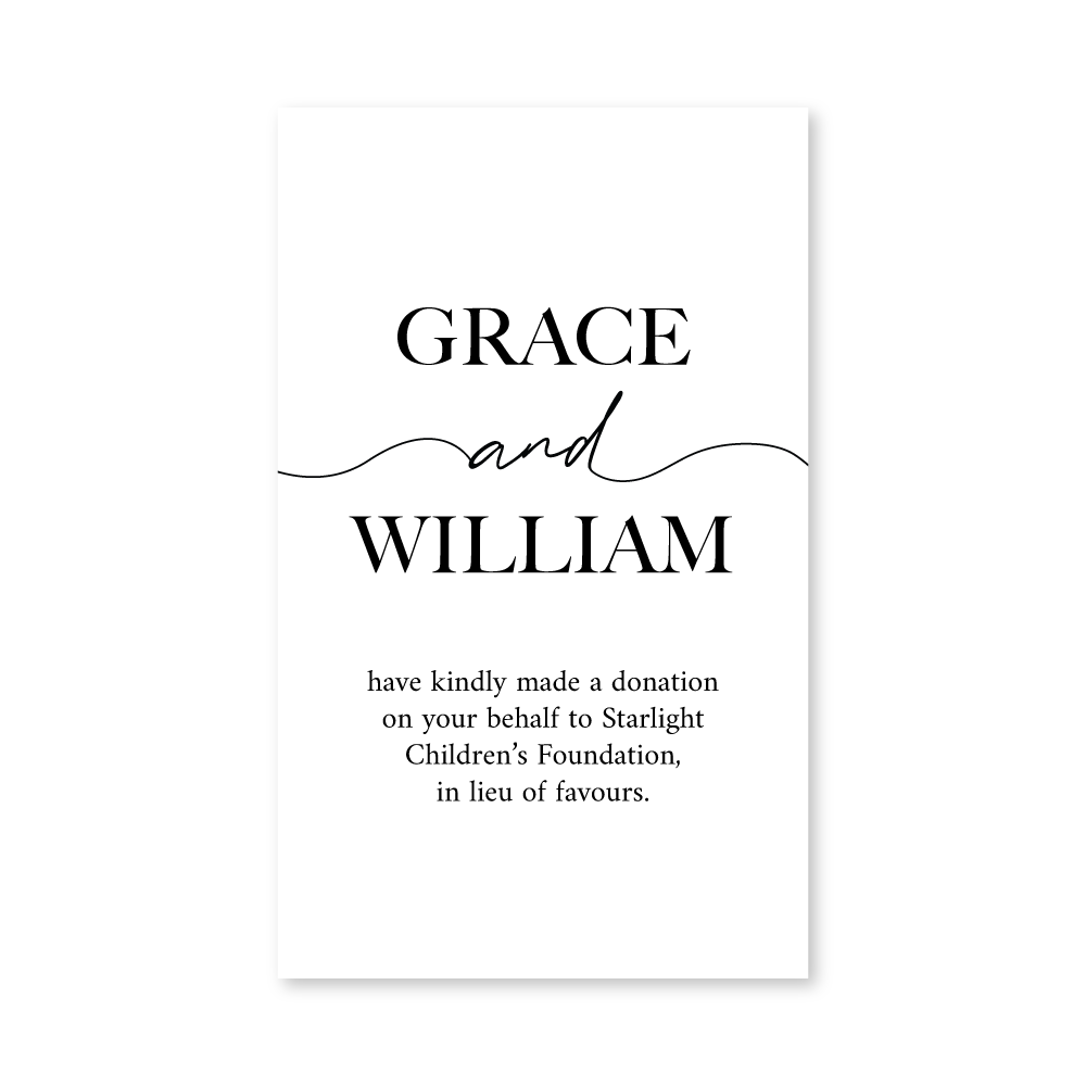 Wedding Favour Donation Card - The Minimalist Collection
