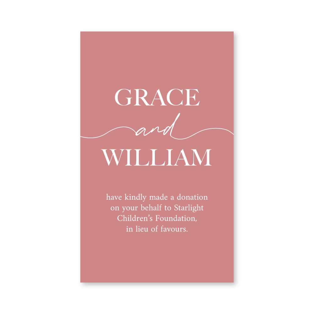 Wedding Favour Donation Card - The Minimalist Collection