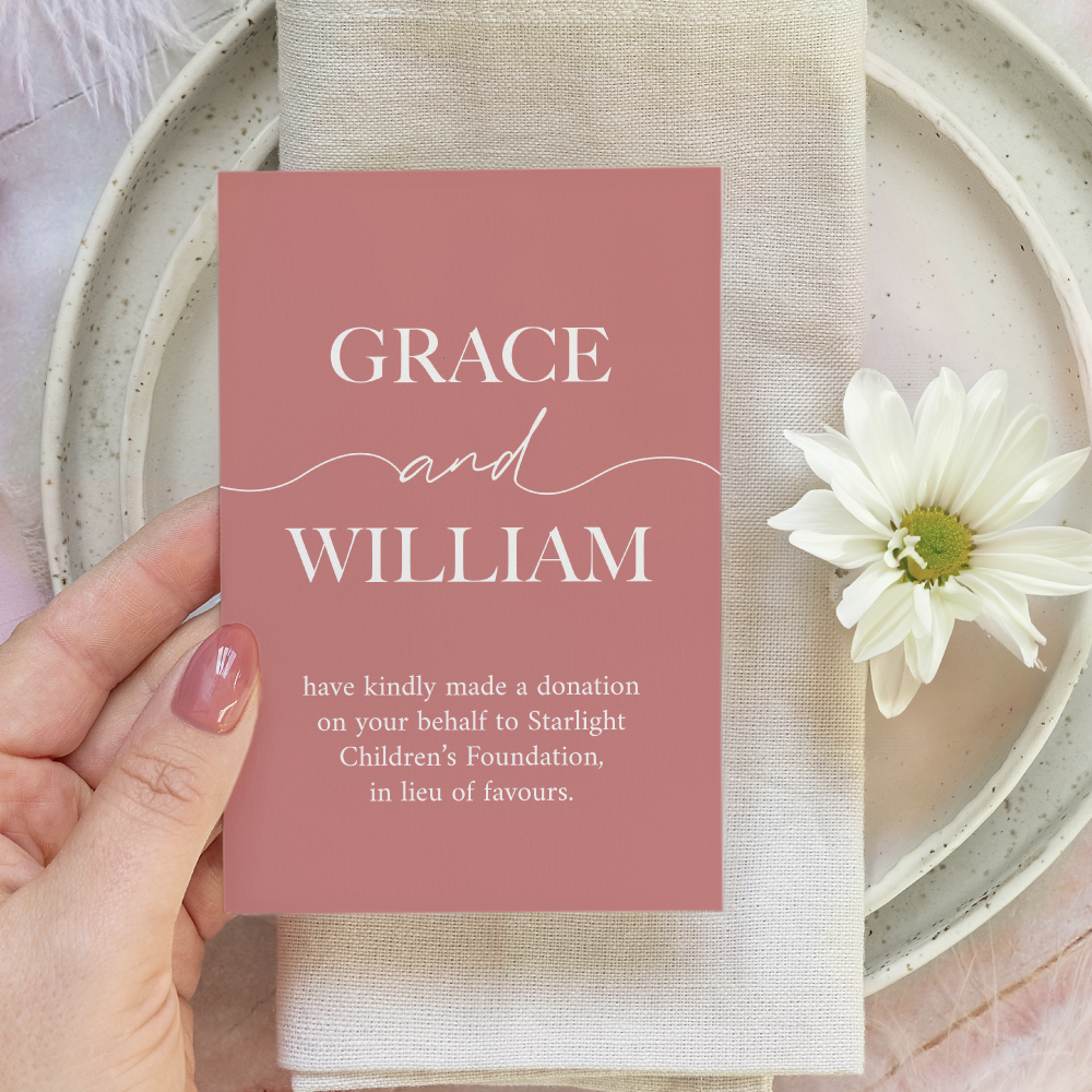 Wedding Favour Donation Card - The Minimalist Collection