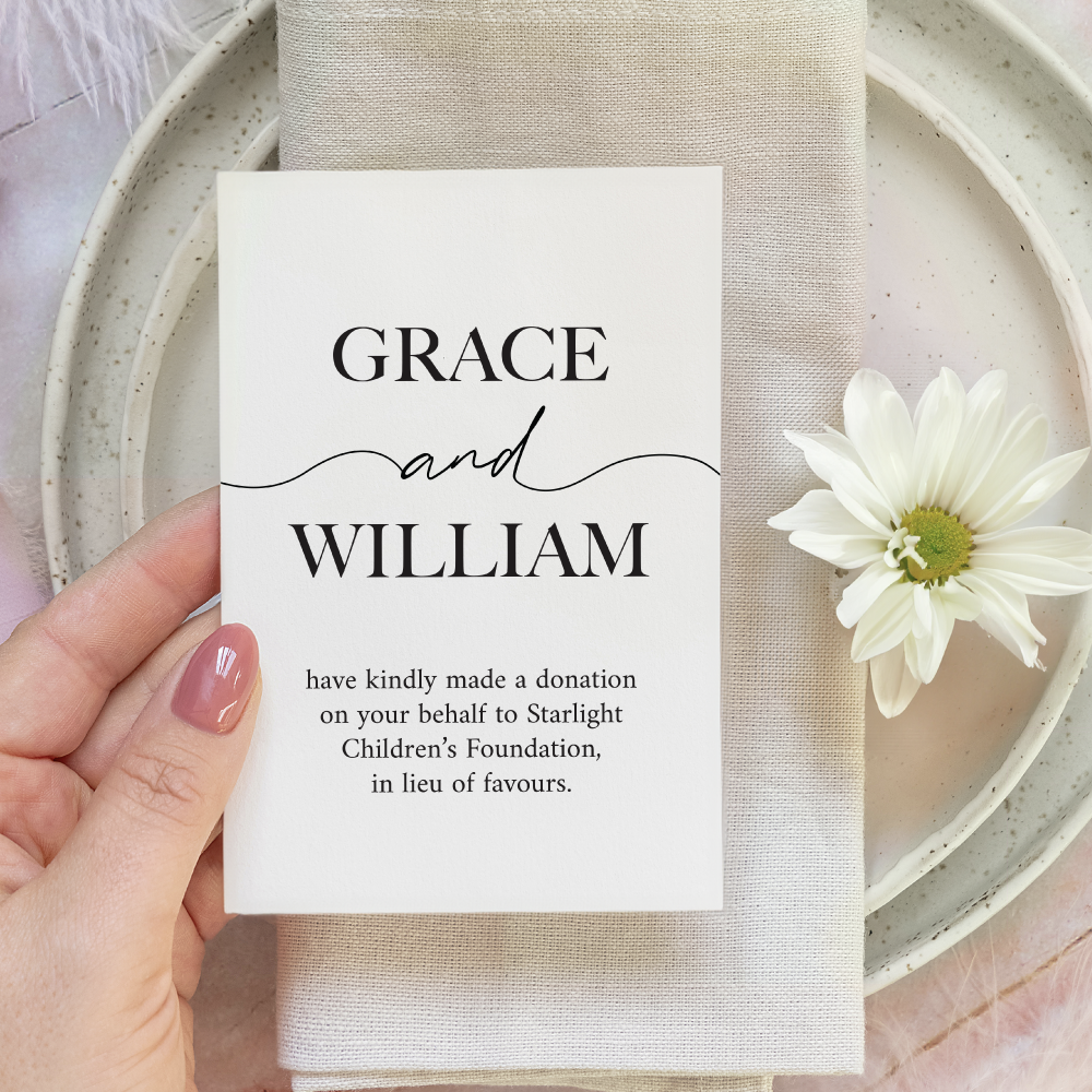 Wedding Favour Donation Card - The Minimalist Collection
