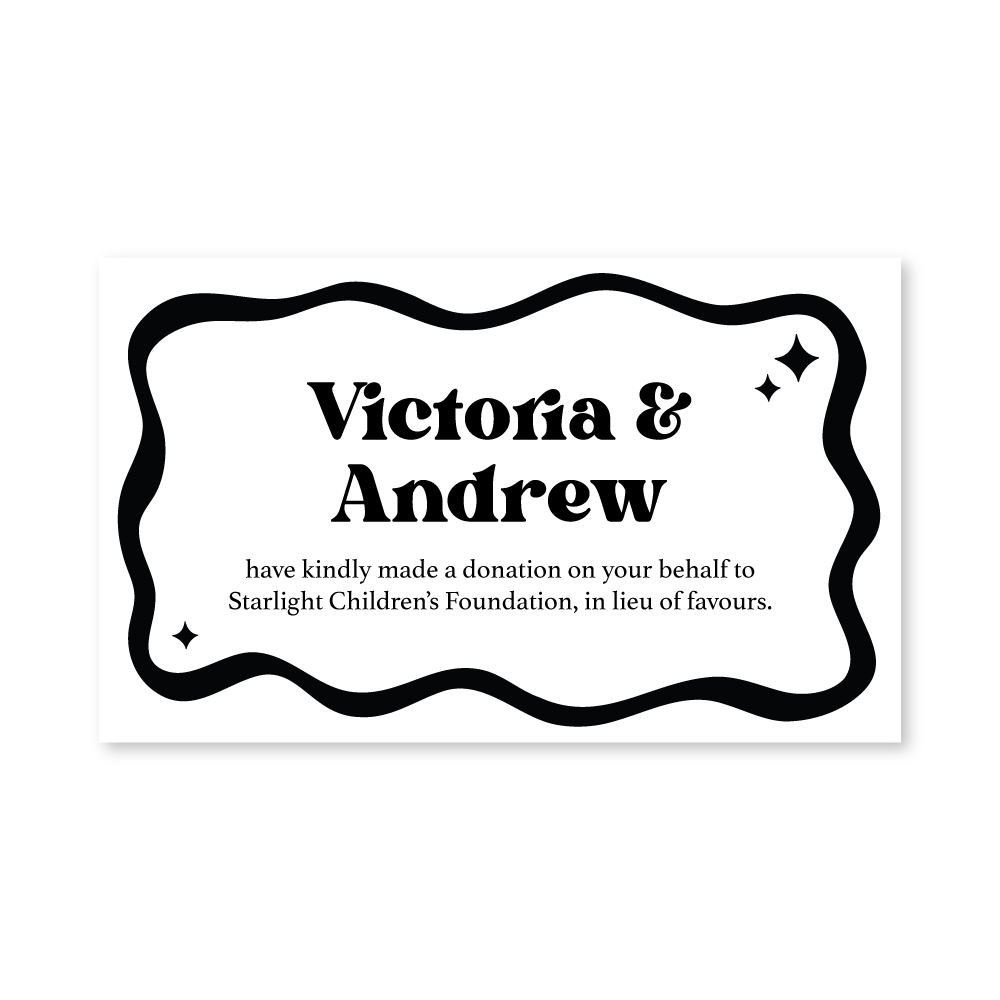Wedding Favour Donation Card - The Modern Flow Collection