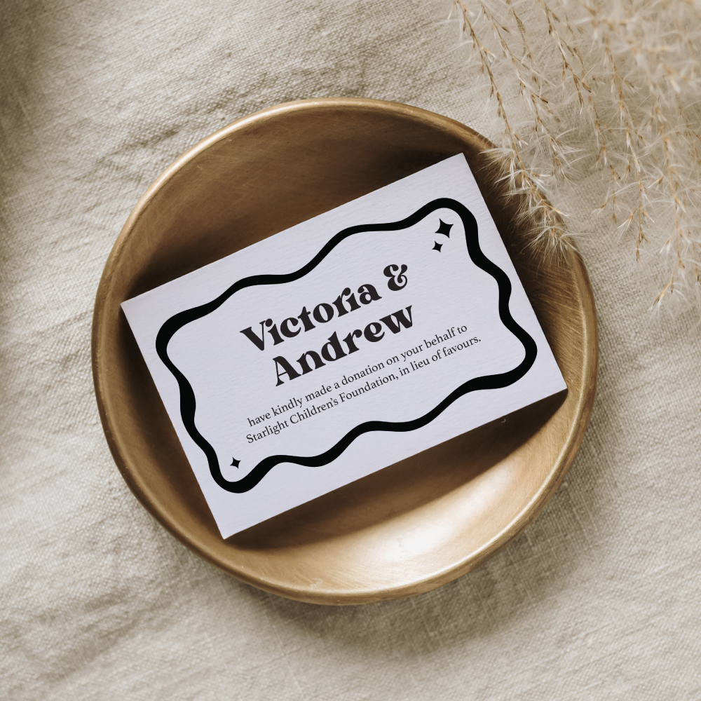 Wedding Favour Donation Card - The Modern Flow Collection