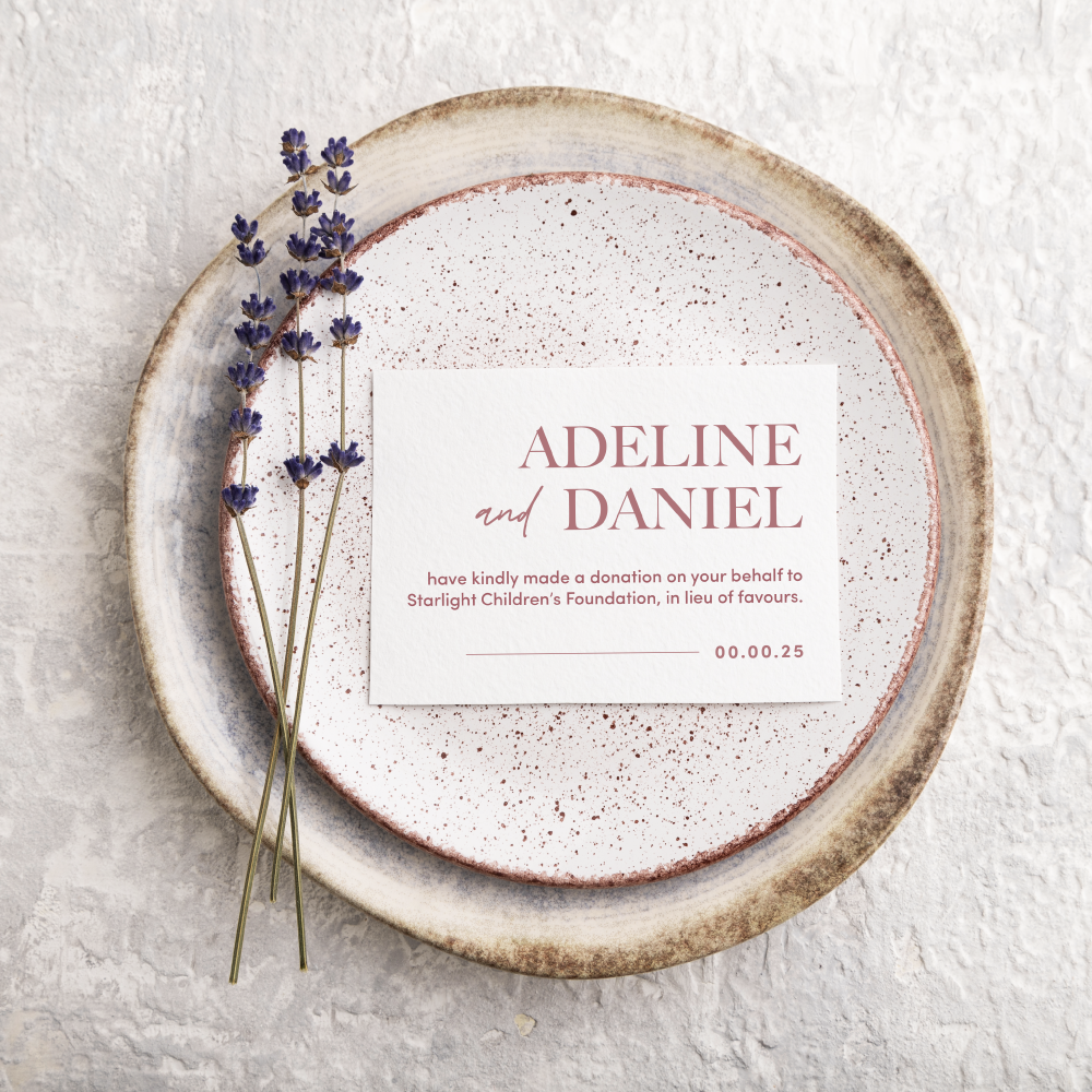 Wedding Favour Donation Card - The Classic Collection