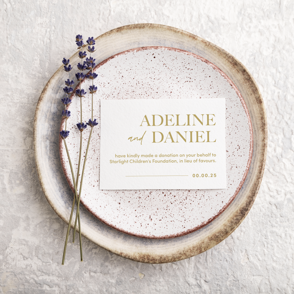 Wedding Favour Donation Card - The Classic Collection