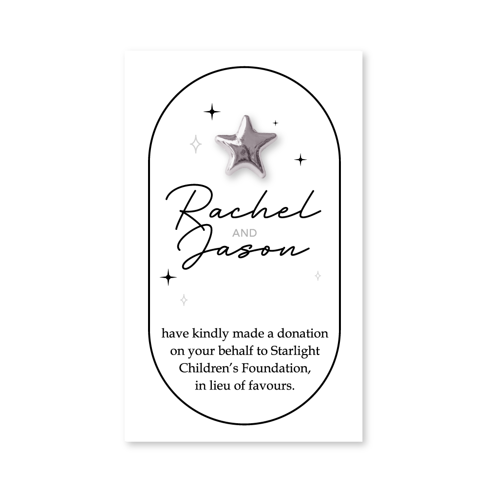 Wedding Favour Donation Card - The Wish Upon a Star Collection