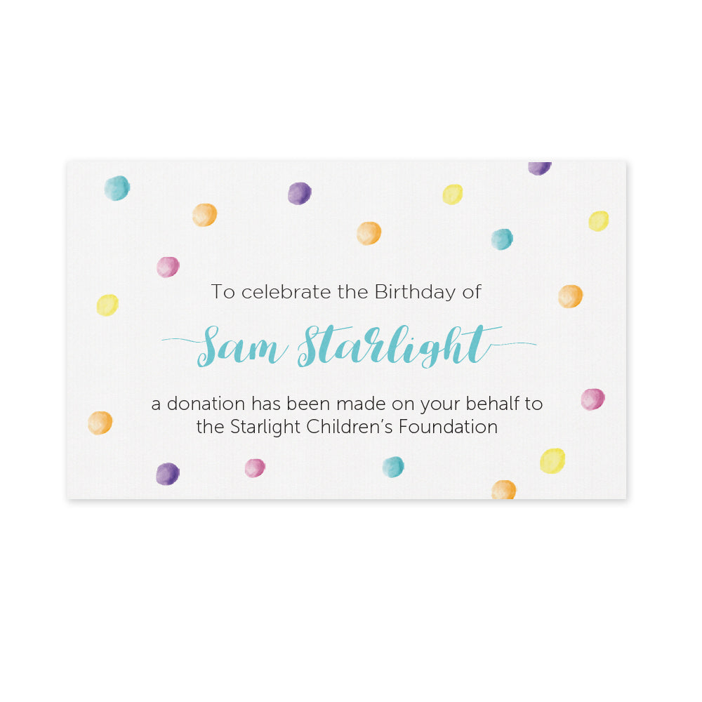Celebration Favours Donation Card - Confetti