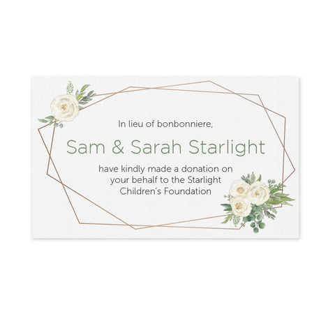 Wedding Favour Donation Card - Flower Deco