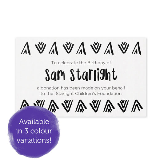 Celebration Favours Donation Card - Aztec