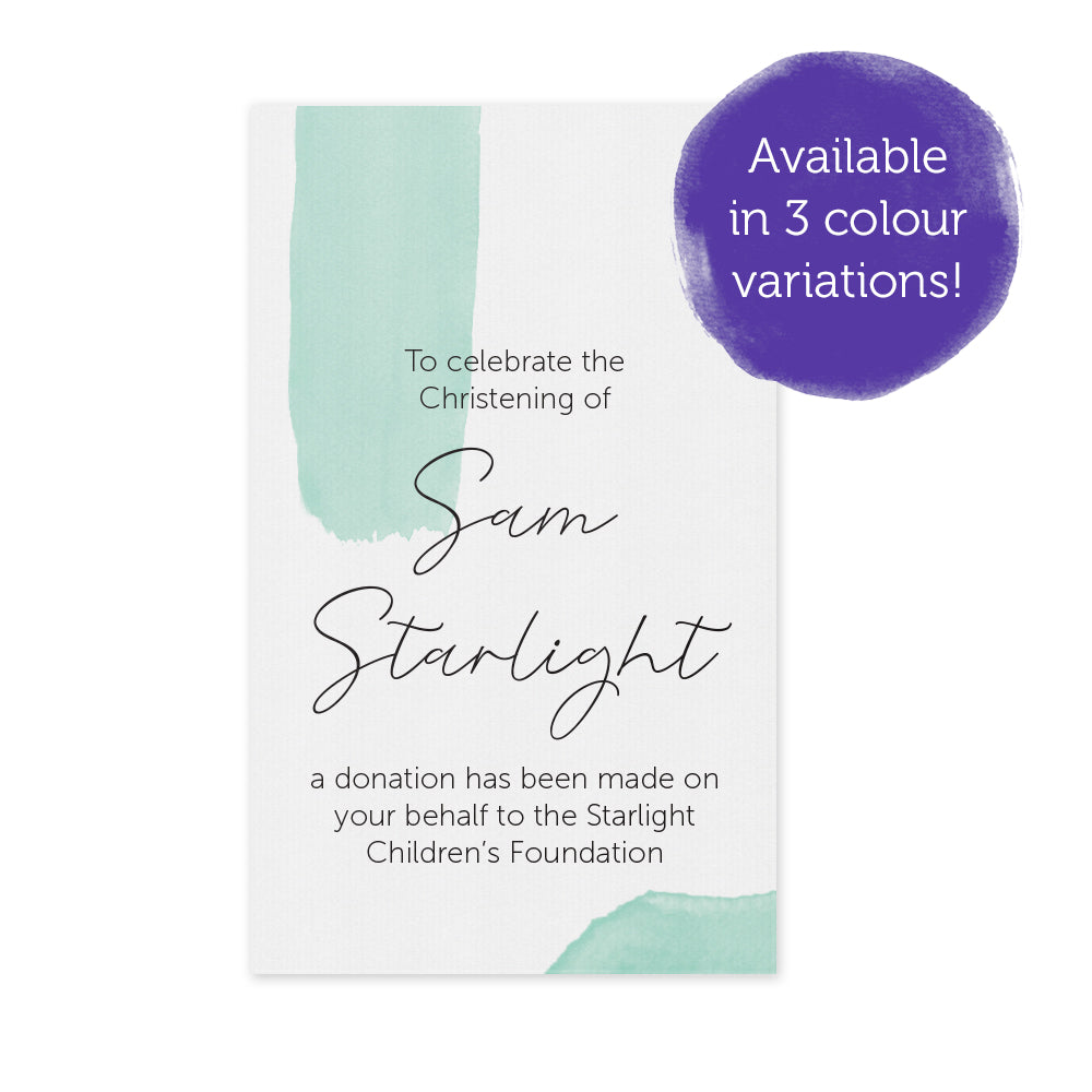 Celebration Favours Donation Card - Watercolour