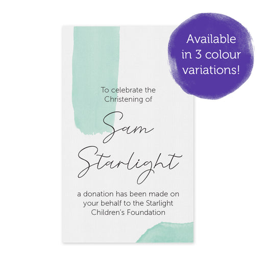 Celebration Favours Donation Card - Watercolour