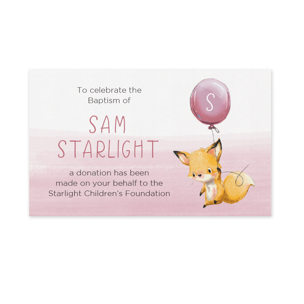 Celebration Favours Donation Card - Little Fox