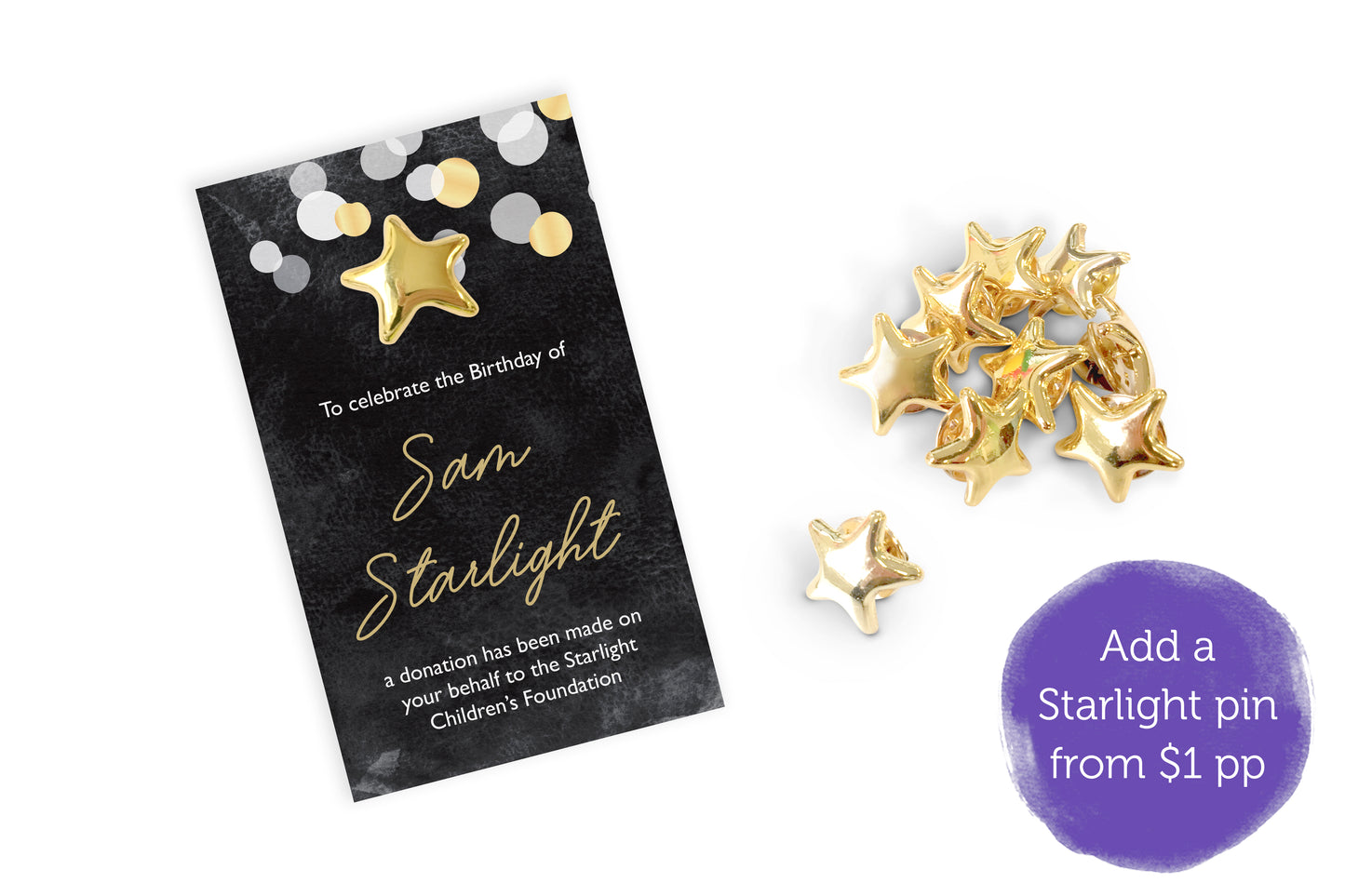 Celebration Favours Donation Card - Gold Confetti