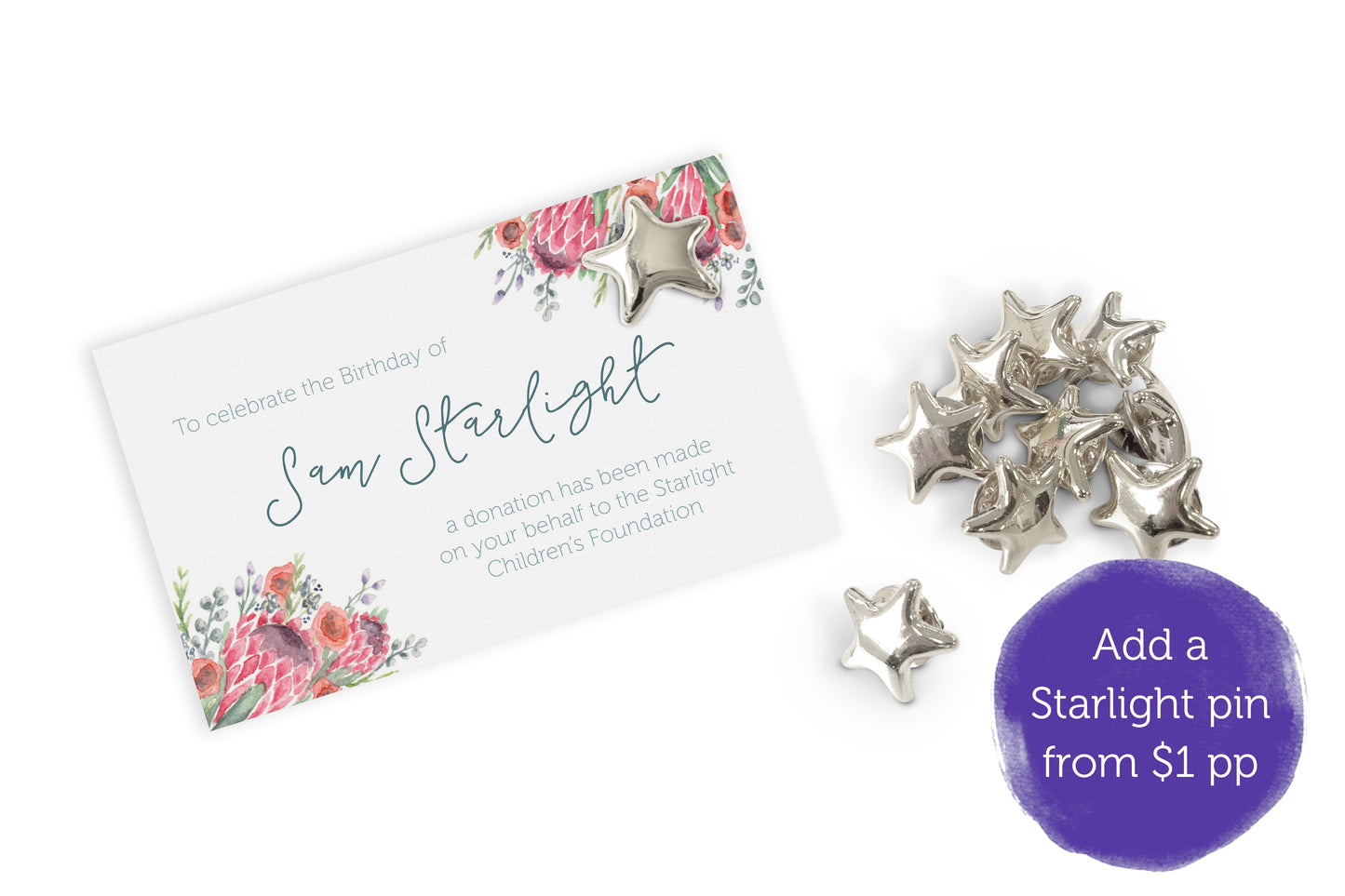Celebration Favours Donation Card - Native Flowers