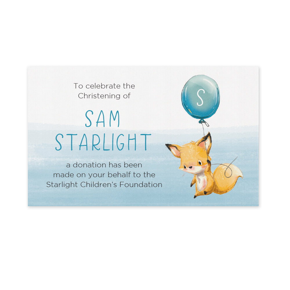 Celebration Favours Donation Card - Little Fox