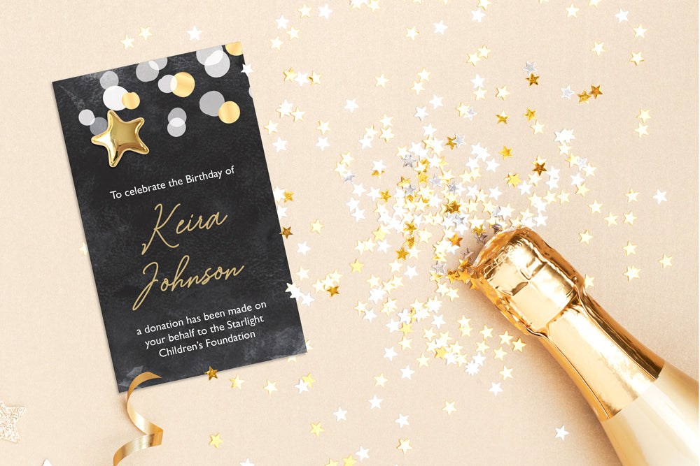 Celebration Favours Donation Card - Gold Confetti