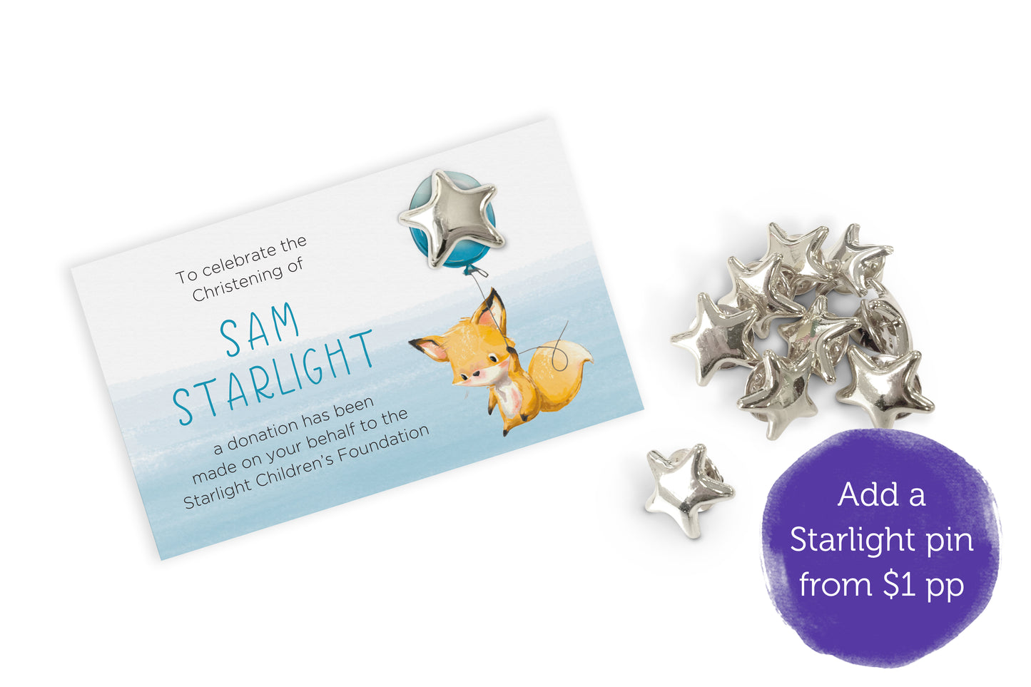 Celebration Favours Donation Card - Little Fox