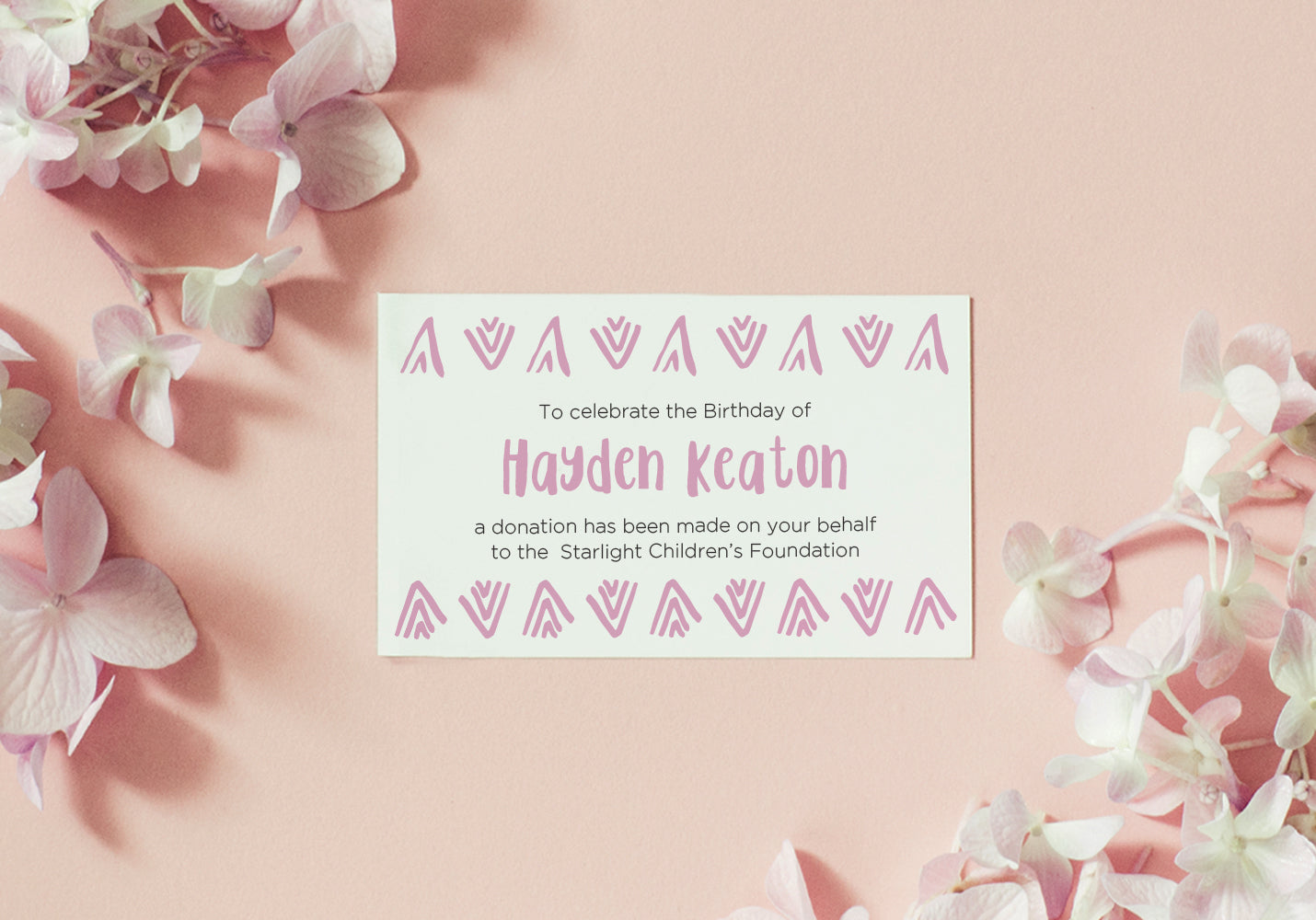 Celebration Favours Donation Card - Aztec