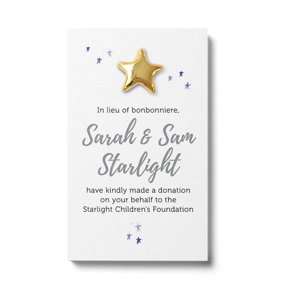 Wedding Favour Donation Card - Twinkle White