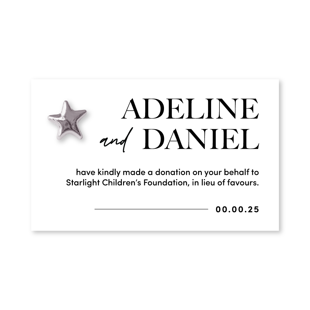 Wedding Favour Donation Card - The Classic Collection
