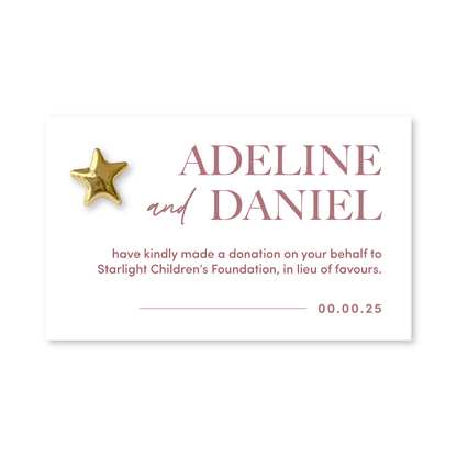 Wedding Favour Donation Card - The Classic Collection