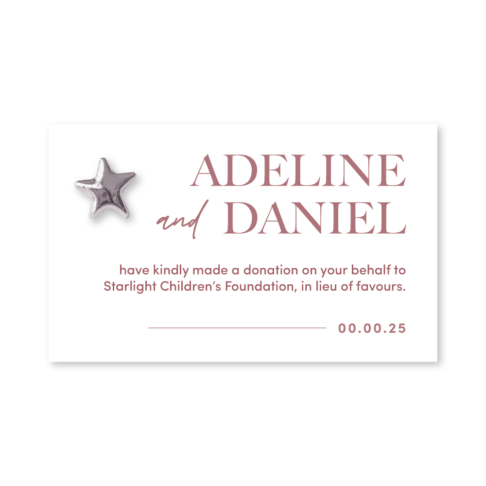 Wedding Favour Donation Card - The Classic Collection