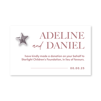 Wedding Favour Donation Card - The Classic Collection