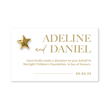 Wedding Favour Donation Card - The Classic Collection