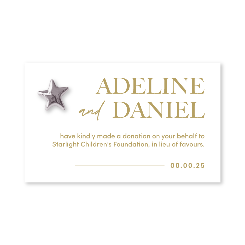Wedding Favour Donation Card - The Classic Collection
