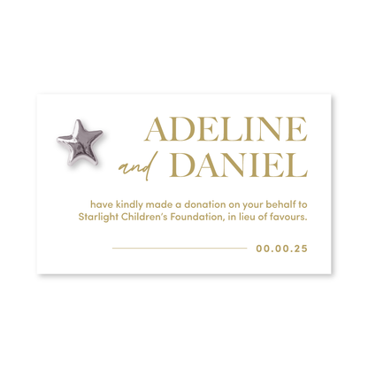 Wedding Favour Donation Card - The Classic Collection