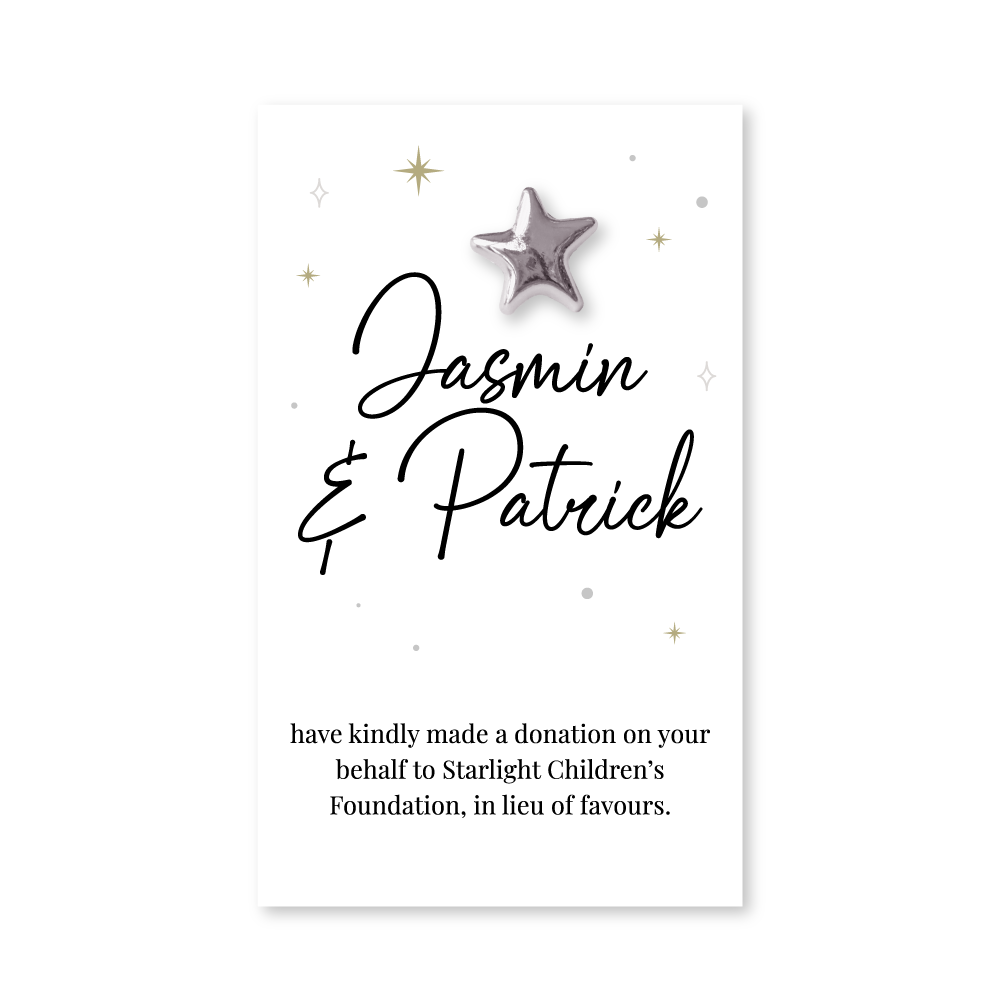 Wedding Favour Donation Card - The Shining Moments Collection