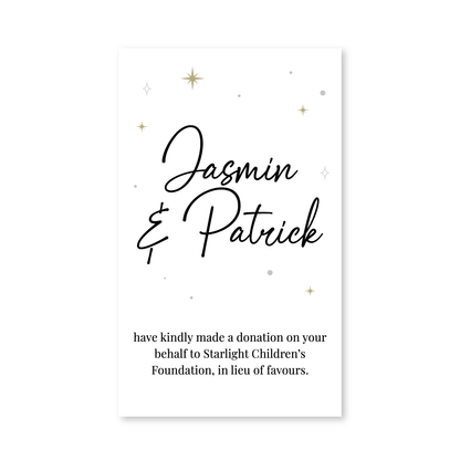 Wedding Favour Donation Card - The Shining Moments Collection