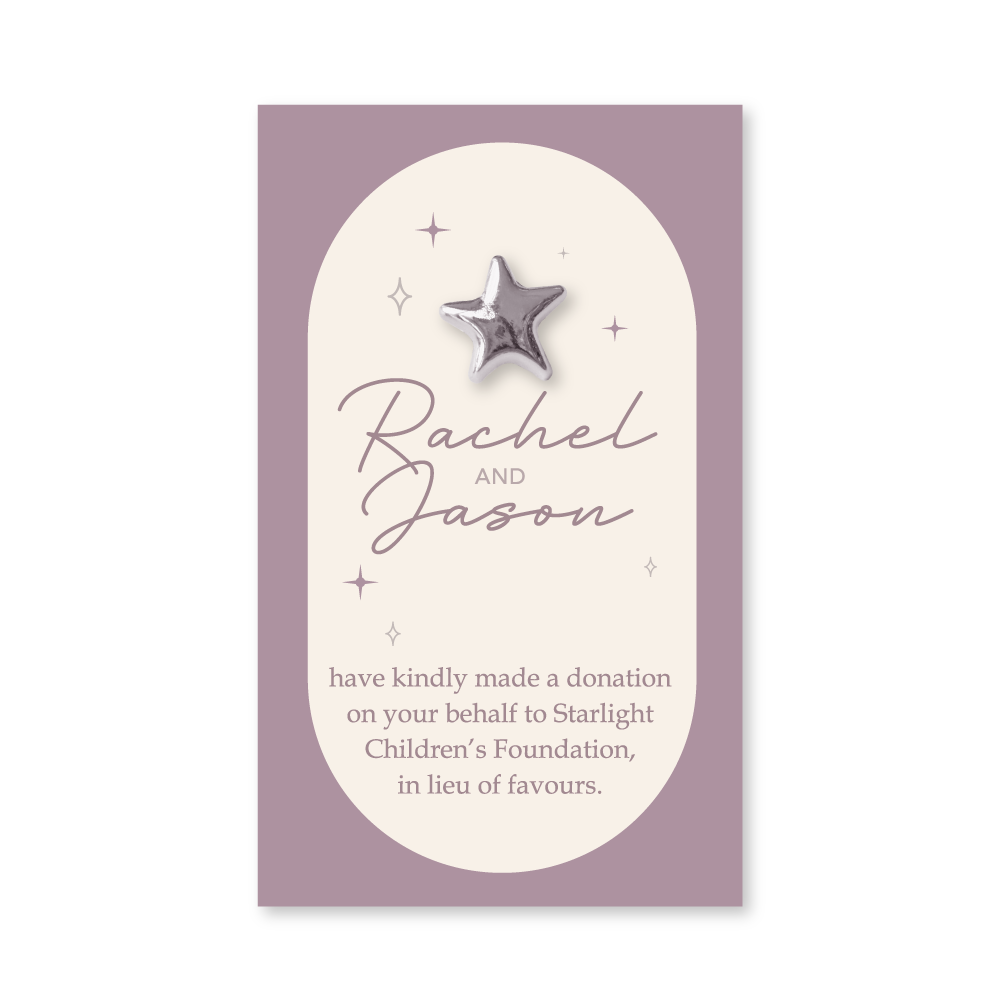 Wedding Favour Donation Card - The Wish Upon a Star Collection