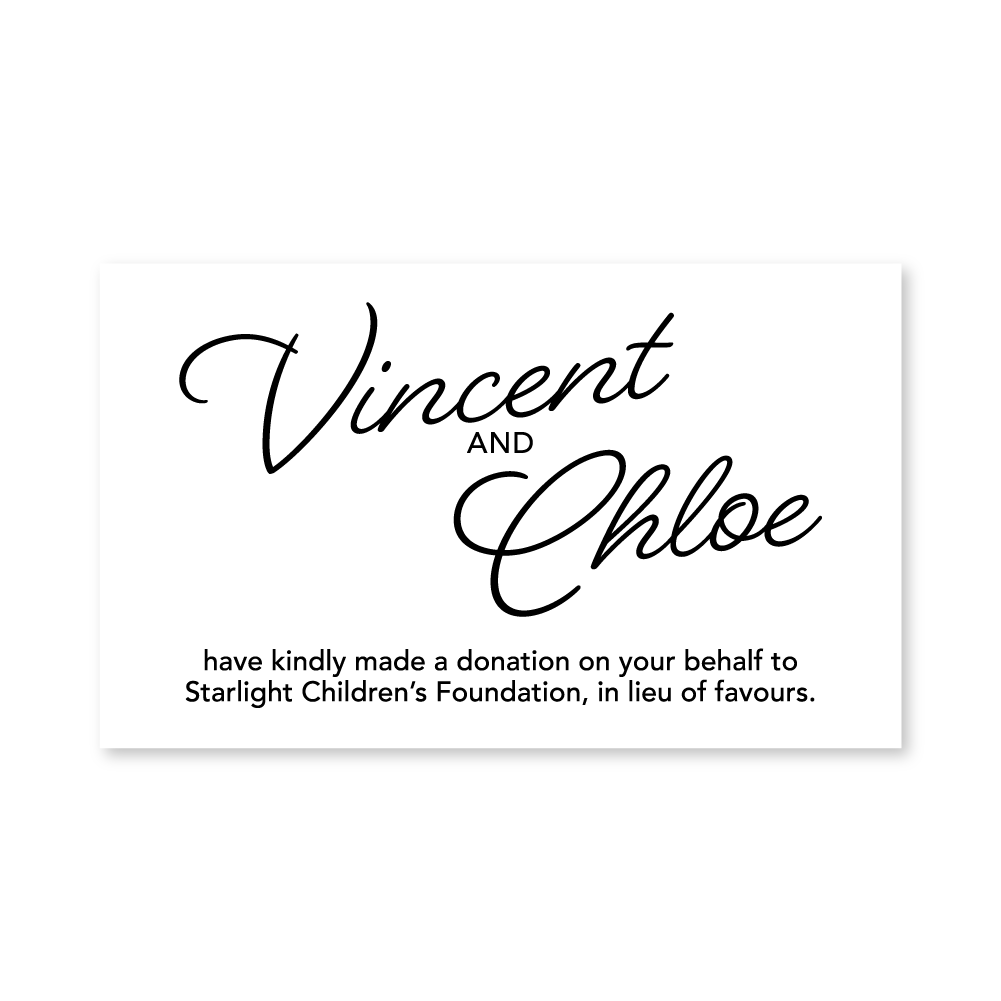 Wedding Favour Donation Card - The Signature Collection
