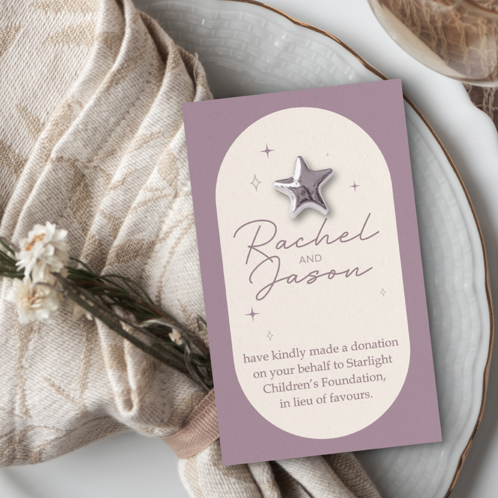 Wedding Favour Donation Card - The Wish Upon a Star Collection