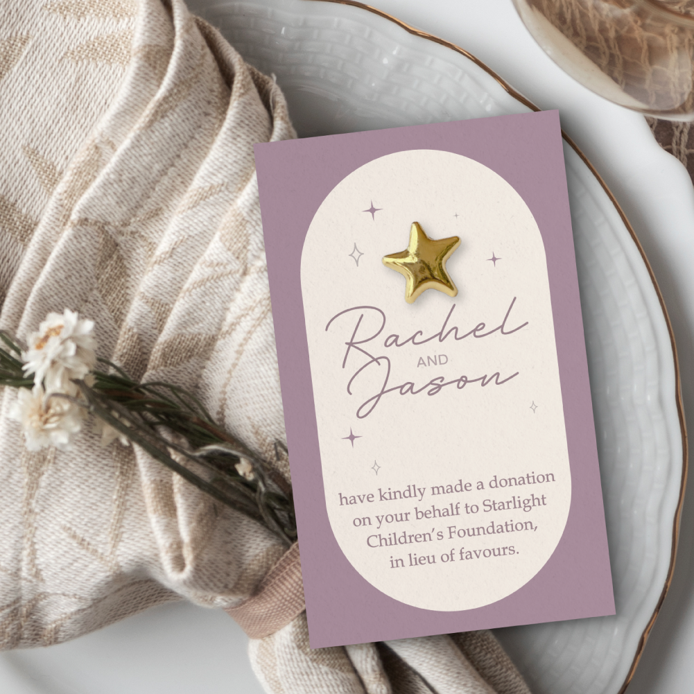 Wedding Favour Donation Card - The Wish Upon a Star Collection