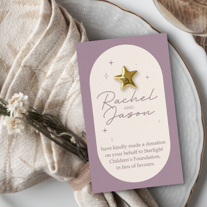 Wedding Favour Donation Card - The Wish Upon a Star Collection