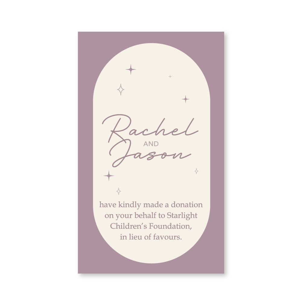 Wedding Favour Donation Card - The Wish Upon a Star Collection