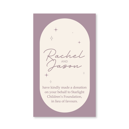 Wedding Favour Donation Card - The Wish Upon a Star Collection