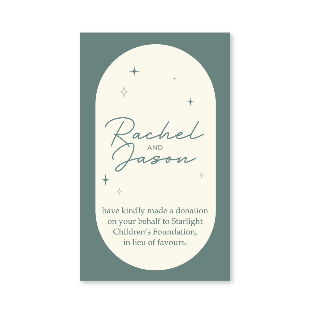 Wedding Favour Donation Card - The Wish Upon a Star Collection