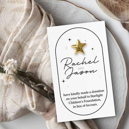Wedding Favour Donation Card - The Wish Upon a Star Collection