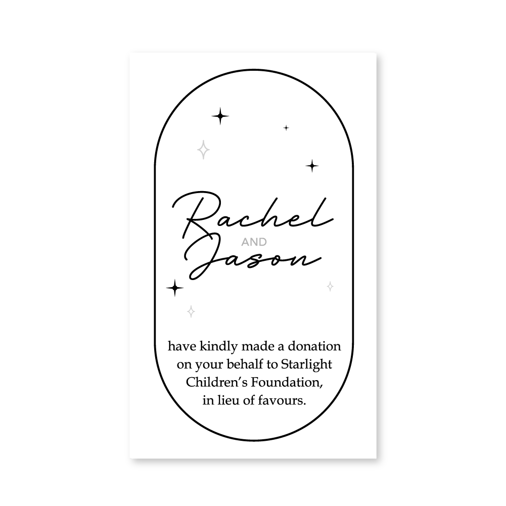 Wedding Favour Donation Card - The Wish Upon a Star Collection