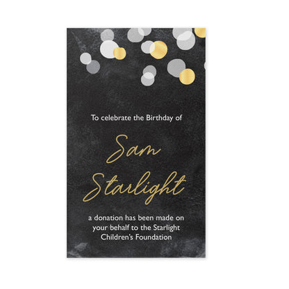 Celebration Favours Donation Card - Gold Confetti
