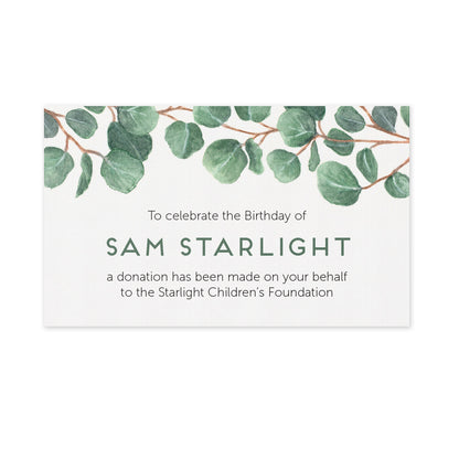 Celebration Favours Donation Card - Eucalyptus