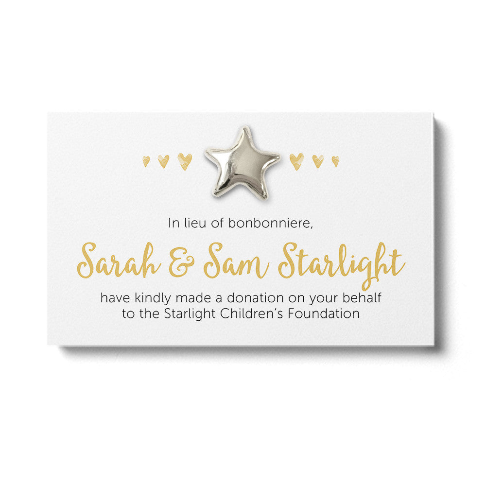 Wedding Favour Donation Card - Golden Hearts
