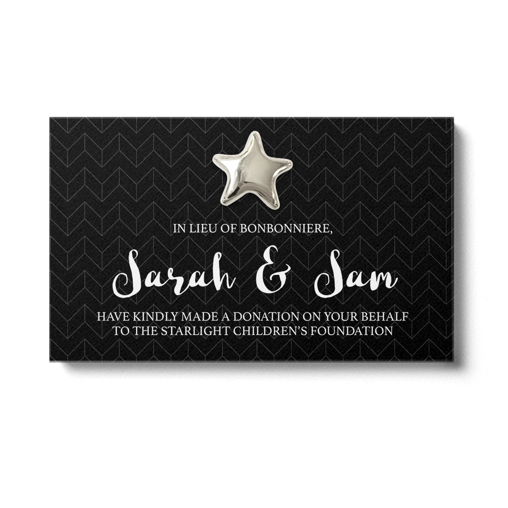 Wedding Favour Donation Card - Black Chevron